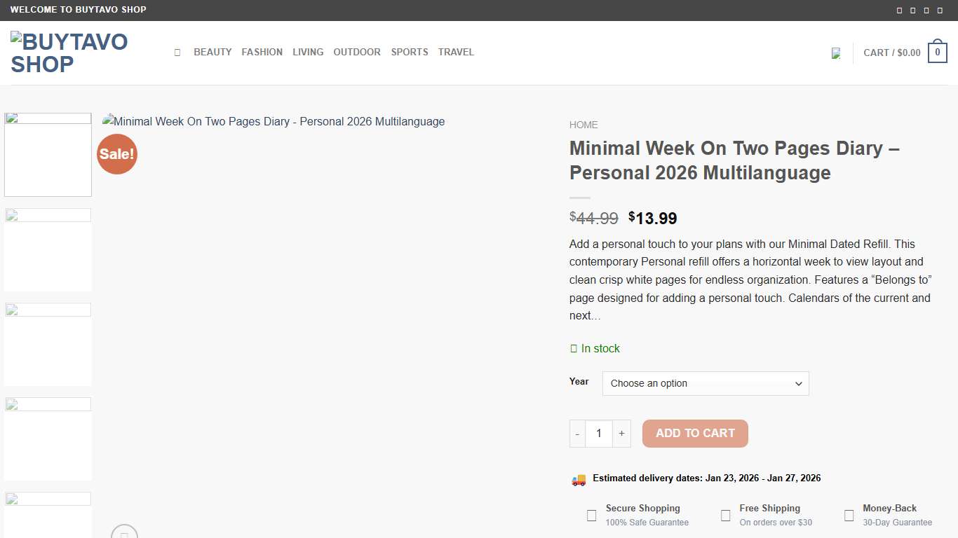 Minimal Week On Two Pages Diary – Personal 2026 Multilanguage – BUYTAVO SHOP